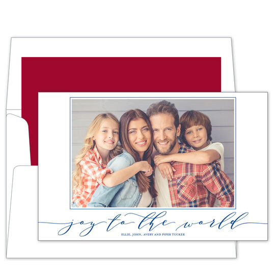 Joy to the World Photo Flat Letterpress Holiday Cards
